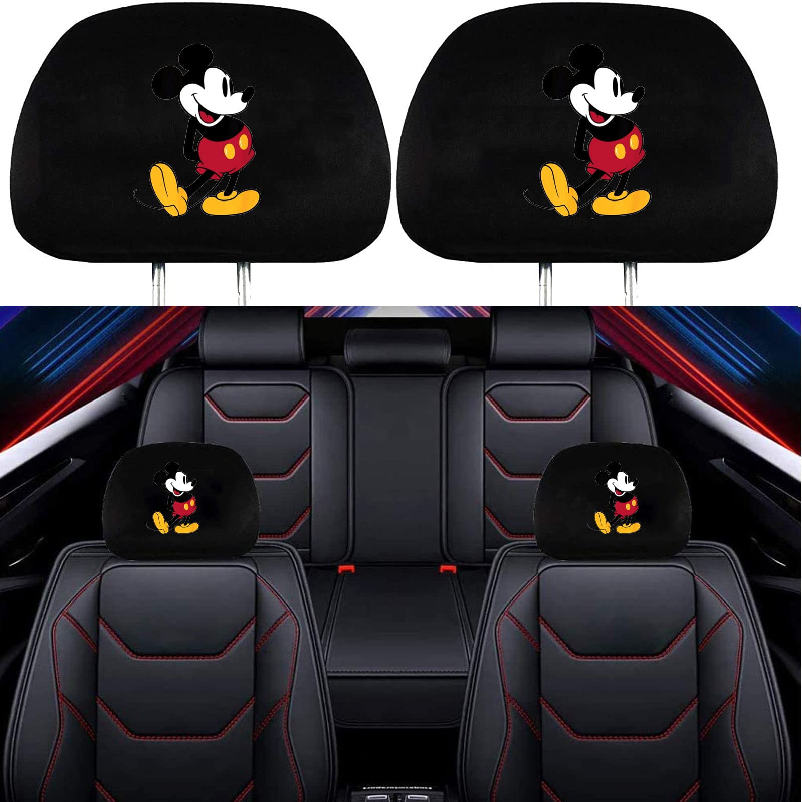 Photo 1 of luoji 2 Pack for Mickey Mouse Headrest Cover Soft Breathable Cotton Fabric Car Seat Head Rest Cover Universal Fit for All Models forMickey