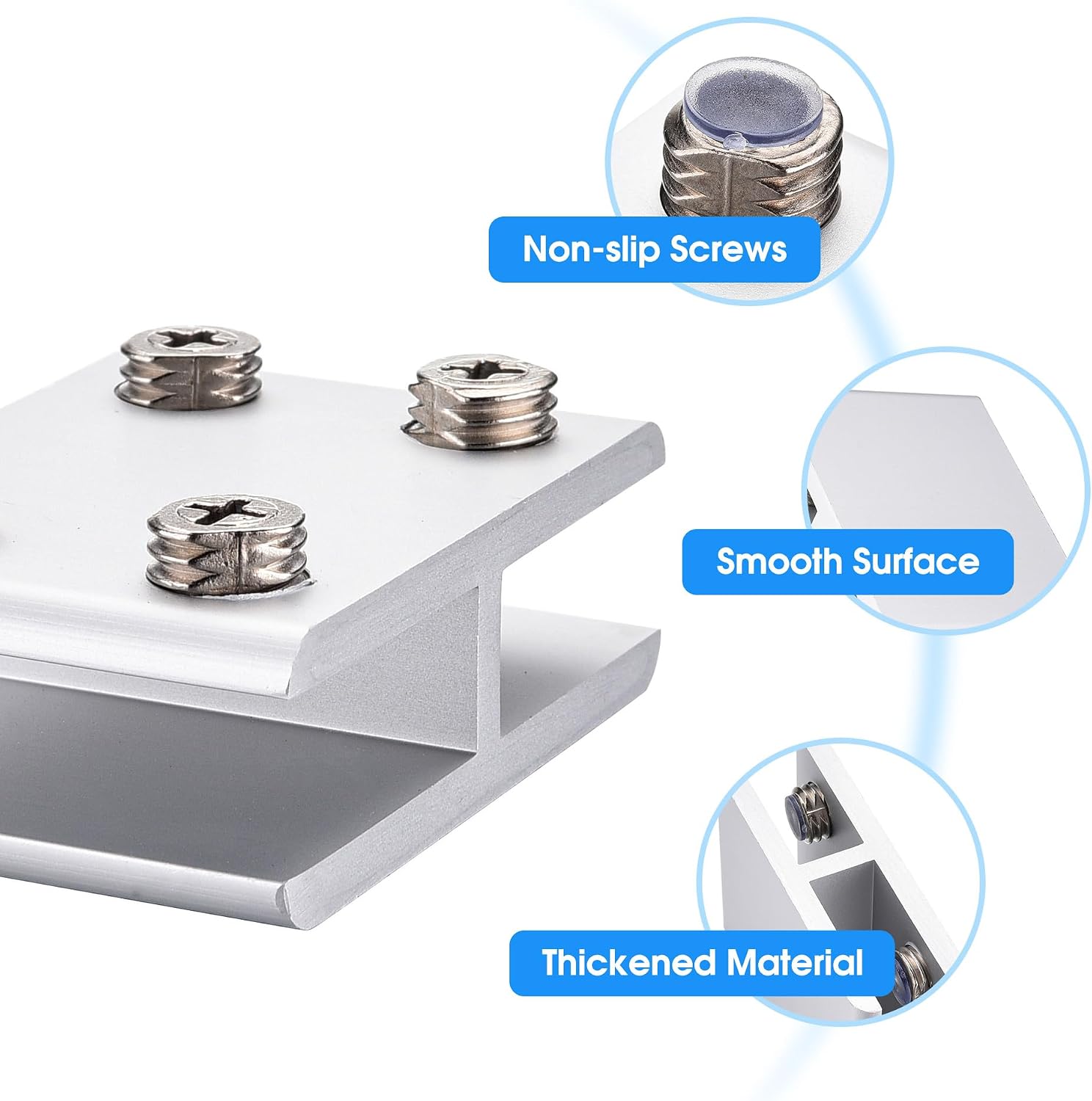 8 PACK Glass Clamp,180 degree glass to glass clamp,Adjustable Double Side Aluminum Alloy Glass Shelf Support Bracket,Glass Clip Holder for 8-10mm Thickness