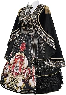 Women's Gothic Dress Set Cute Printed Princess Dress Halloween Party Costume 3 Pieces - Buy now