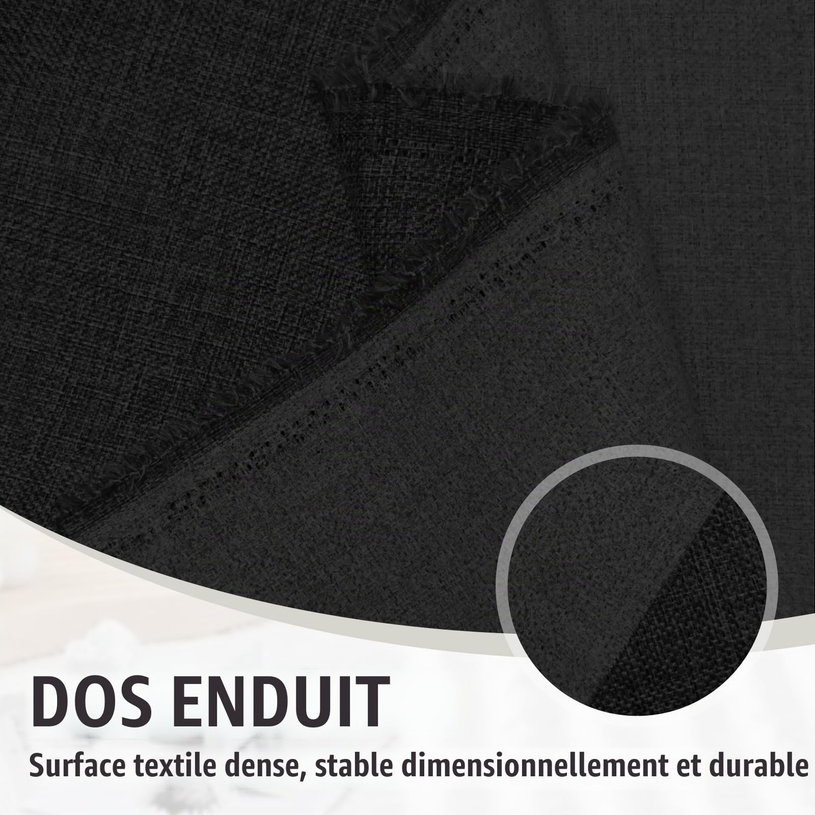 Tissu Lin Noir 250 x 148 cm, Tissu au Mètre pour Canapé et Chaise, Toile de Lin Résistante, Tissu Couture DIY pour Coussin, Housse, Décoration et Rénovation de Meubles