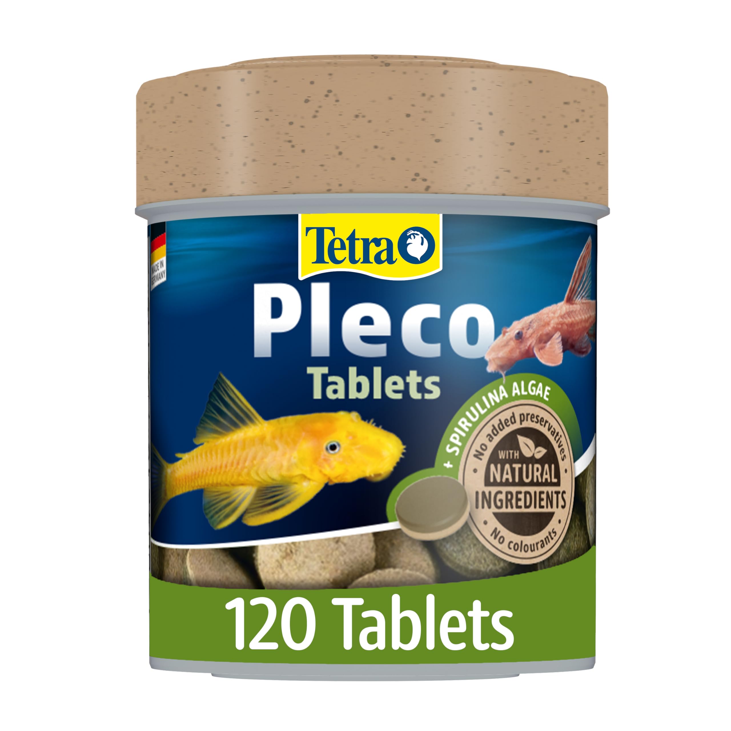 Tetra Pleco Fish Food, Complete Fish Food for All Herbivorous Bottom-Feeding Fish, 120 Tablets