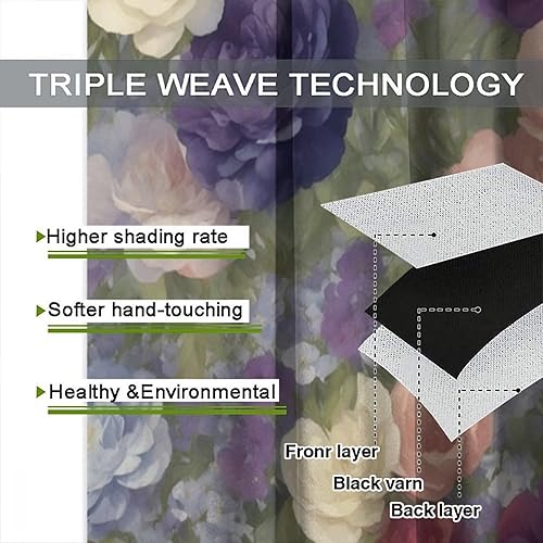 Miniatura 328 de Retro 70s Floral Blackout Window Curtains, Watercolor Flower Plant Rustic Modern Style Pattern Window Drapes, for Bedroom Living Room 42x45in 2