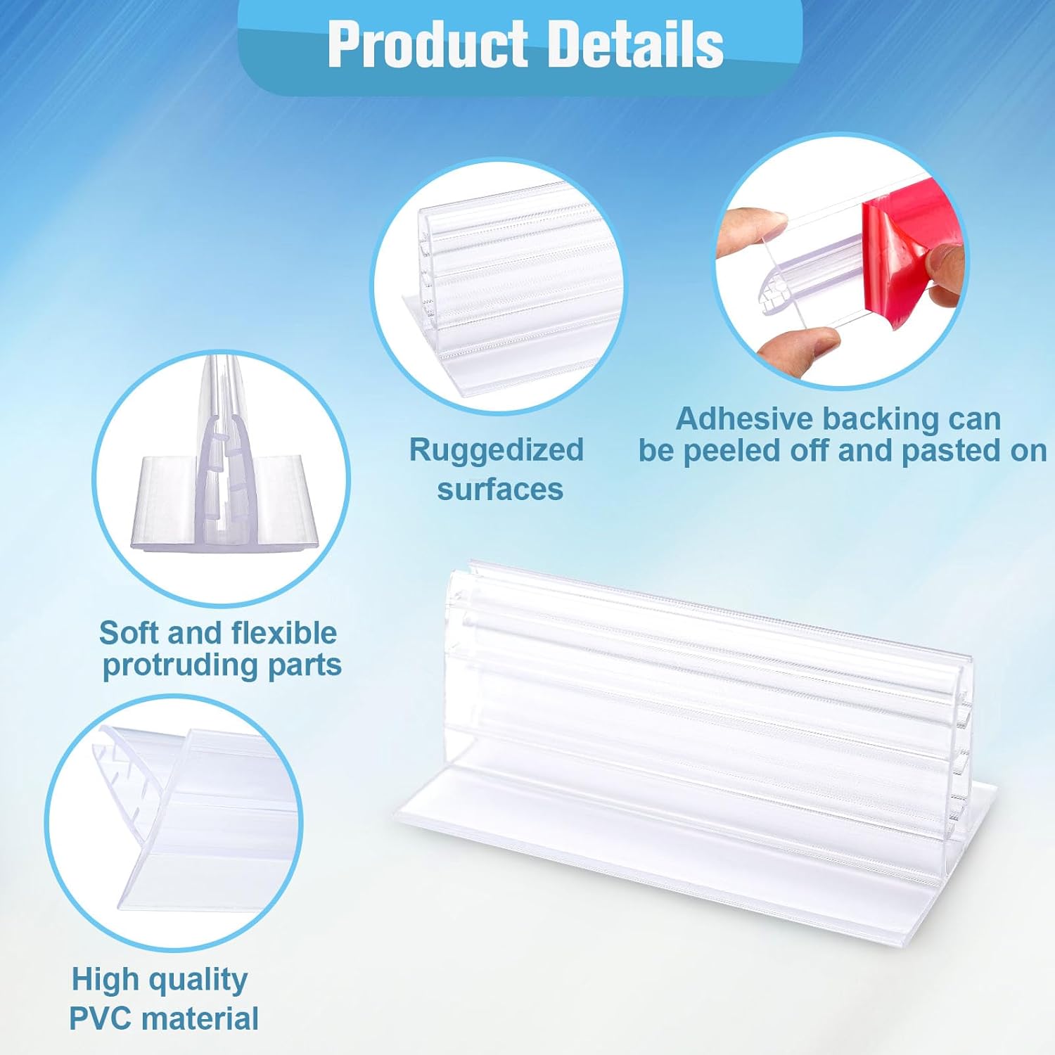 12 PCS Sneeze Guard Holder, Self-Adhesive Sneeze Holder, Sign Holder Stand, Desk Privacy Panel Holder for Students, Office, Desk Table Counter (Transparent) - Image 3