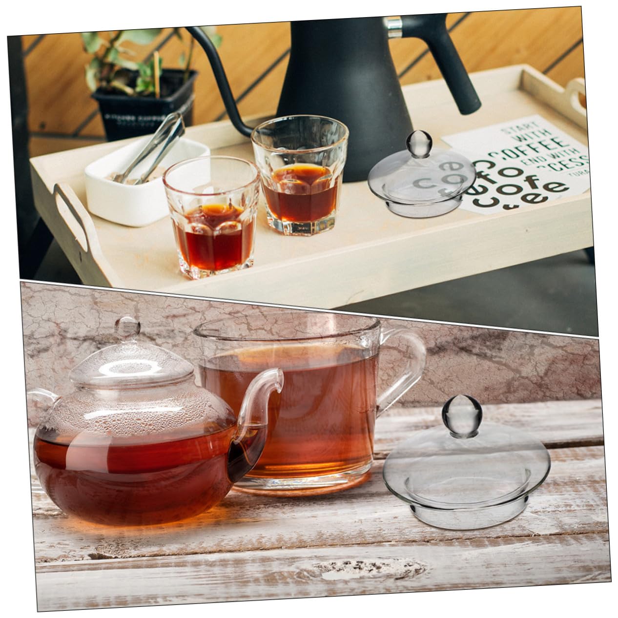 4 Tapas de Vidrio para Infusores de Té Suelto para Tetera