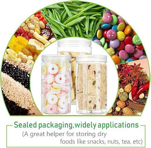 Miniatura 4 de 3 tarros redondos de plástico transparente de 46 onzas líquidas, tarros de plástico vacíos con tapas, tarros de almacenamiento de plástico