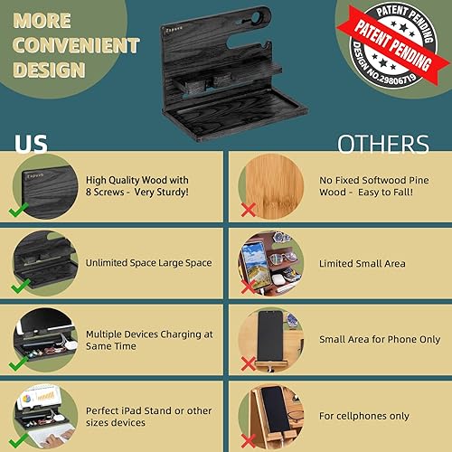 Miniatura 4 de ZAPUVO Regalos para hombres, esposo, día de San Valentín, de parte de la esposa, estación de acoplamiento de madera, organizador de mesita de noche,