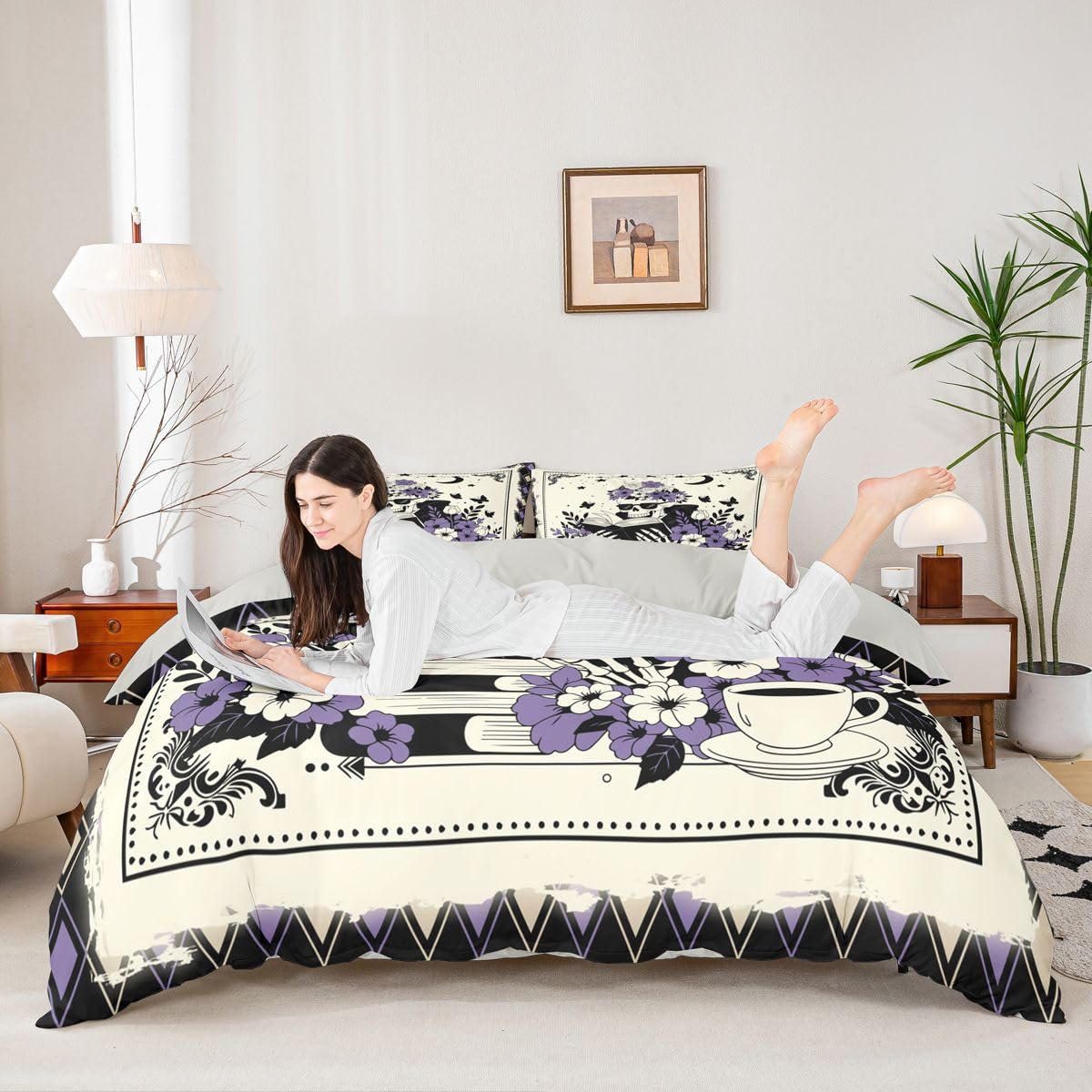 Homewish Copripiumino per letto super king size con 2 federe con teschio