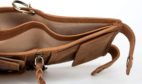 Miniatura 7 de Born to Ride Biker's RFID Cartera de cuero genuino con cadena de metal con moto, Marrón, Billetera triple