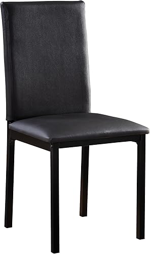 Set of 4 Dining Chairs for Room, Table & Seating Chair Sets Kitchen, Faux Leather Upholstery, Metal Frame, Casual Dining Room Furniture,Black-4pcs