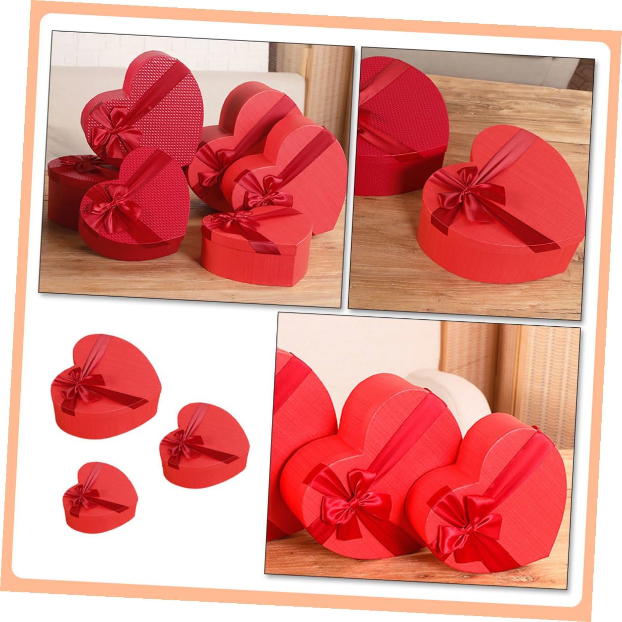 HOLIDYOYO 3 Stück-pack Rote Herzförmige Geschenkboxen aus Papier für Valentinstag und Geburtstag