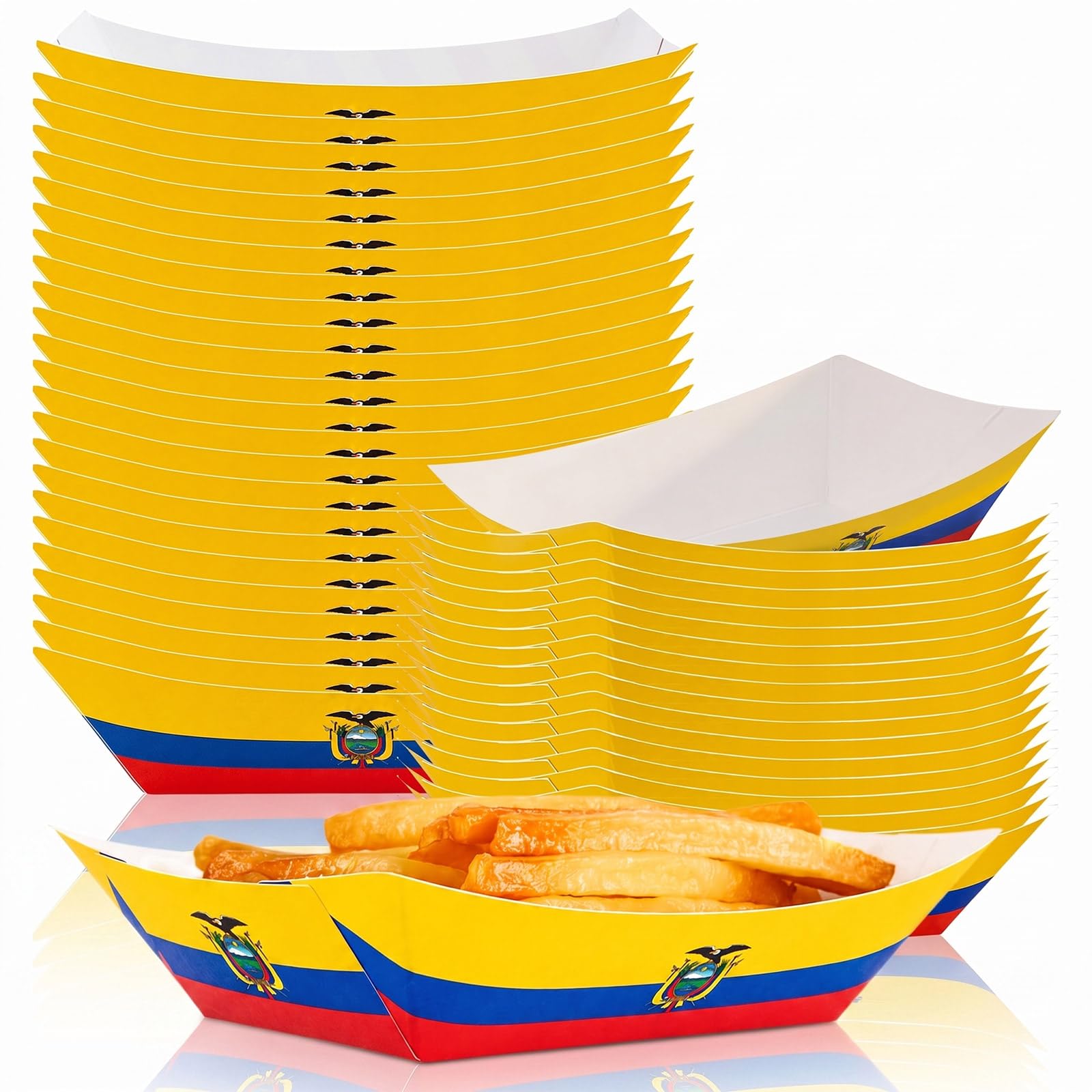 60Pcs Ecuador Flag Party Supplies Paper Food Trays Bulk