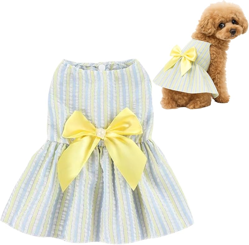 Vestido para Cachorros e Gatos com Laço, Poliéster, OTKARXUS, 1 unidade