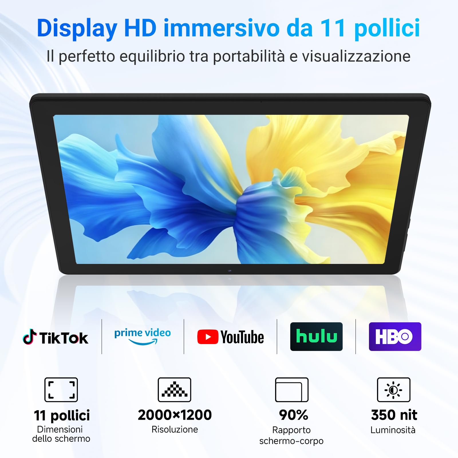 Gleeso Tablet 11,5 Pollici｜Android Tablet con Octa-Core, 30GB RAM 1TB TF, 2000*1920 2K Android Tablet con Sblocco Facciale, Widevine L1, Bluetooth 5.4 / WiFi 5G, 13MP Fotocamera, Tablet PC OTG - Nero