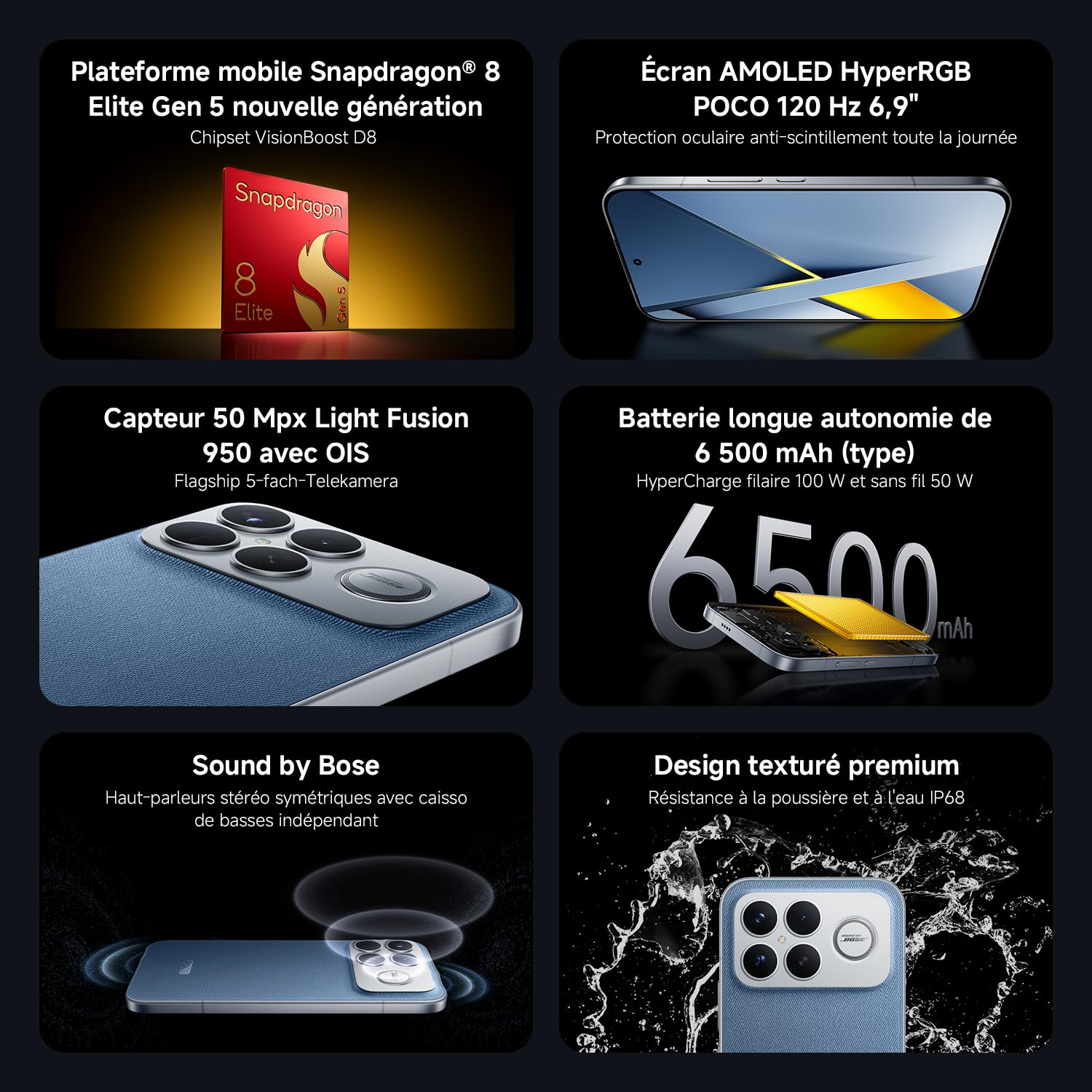 XIAOMI POCO F8 Ultra, Smartphone 12+256 GB, 6.9" AMOLED screen 120 Hz, 50 MP Light Fusion 950 Camera with OIS, Bose signed sound, 6500 mAh battery, Blue, 2 Year Warranty, Charger Not Included. - 5