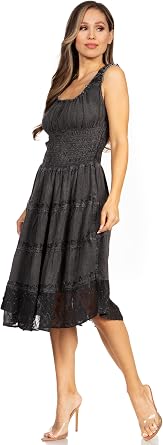 Sakkas Womens Mid Length Spring Maiden Ombre Peasant Dress