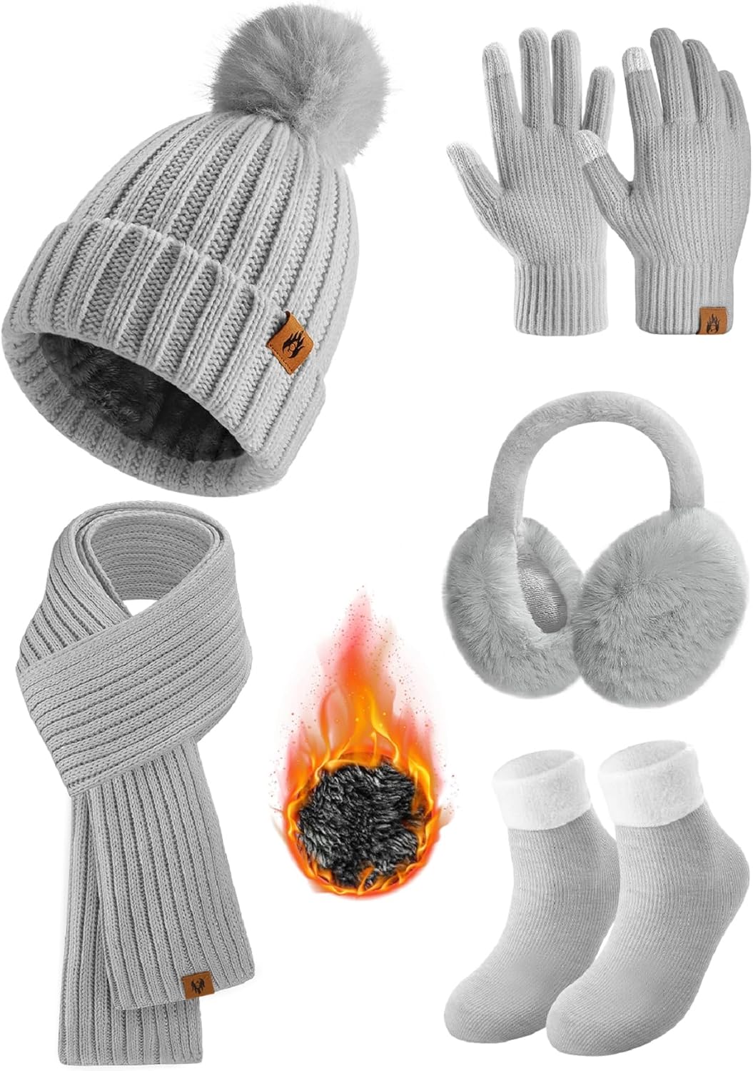 HEEKPEK Winter Beanie Hats Scarf Gloves Ear Muffs Fuzzy