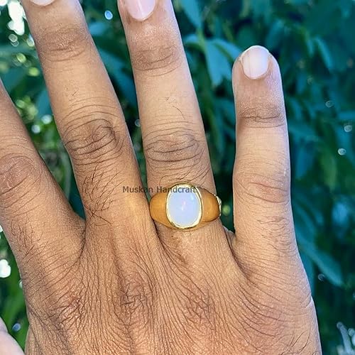 Miniatura 7 de Anillo de sello de plata de ley 925 macizaanillo de declaración de piedras preciosas ovaladasanillo de sello hecho a mano para hombreanillo de