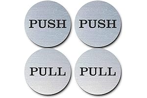 2" Inch Brushed Silver Stainless Steel Push Pull Signs (Pack of 2)
