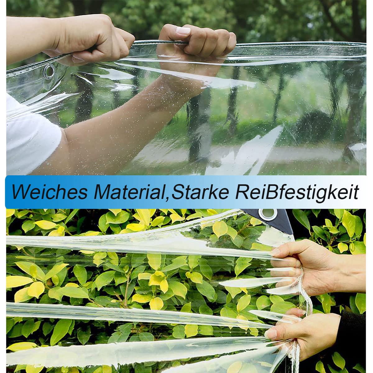 PVC Plane Transparent Mit Ösen, Abdeckplane Durchsichtig Transparente Plane Regenschutz Windschutz Staubdicht Frostschutz Für Balkon Terrasse Überdach Pavillon Seitenwand, 100% Transparenz, 2.3x4.5m