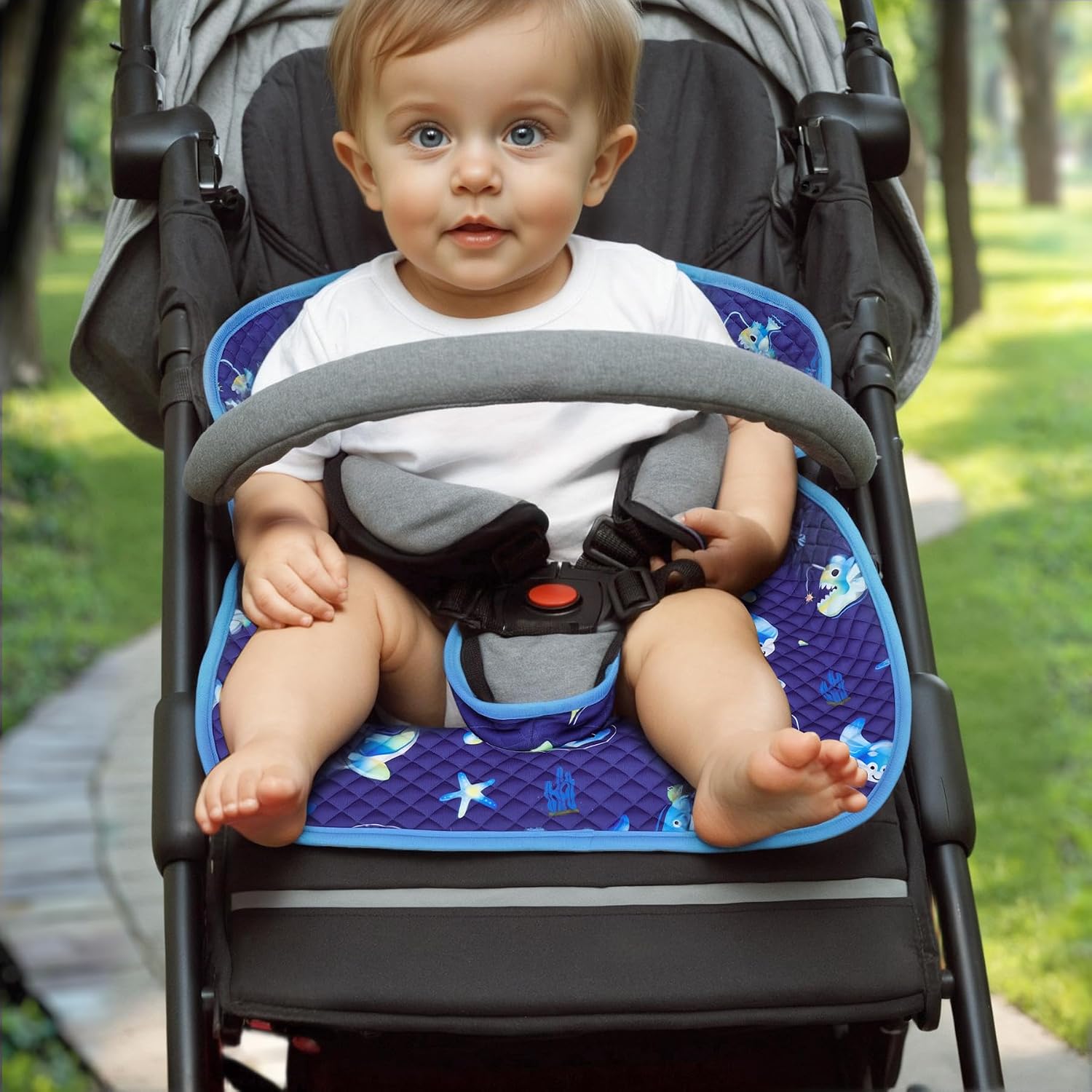 Babenest Car Seat Potty Protector Cover -Waterproof Carseat Training Liner for Baby &Toddler Shower Gifts, Dry Piddle Pee Pad with Fun Designs for Strollers & Infant Car Seats (2pcs Whale-Blue)