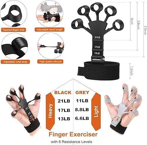 Miniatura 3 de Fortalecedor de dedos, entrenador de agarre, tirador de muñeca, extensión de flexión de dedos, entrenador de rehabilitación de ejercicio de dedos,