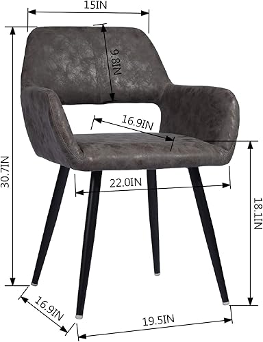 Miniatura 2 de FurnitureR Silla de comedor moderna con respaldo tapizado para comedor, sala de estar, cocina, piel sintética marrón