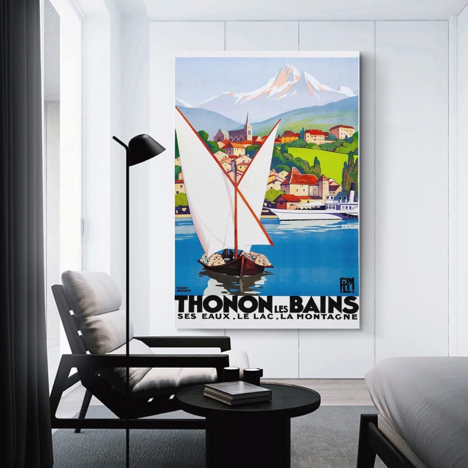 Junmoney Thonon-les-Bains Travel Hanging Wall Art, 20x30inch(50x75cm), for Gallery Wall Decor And Room Displays, Home Wall Art for Statement Displays