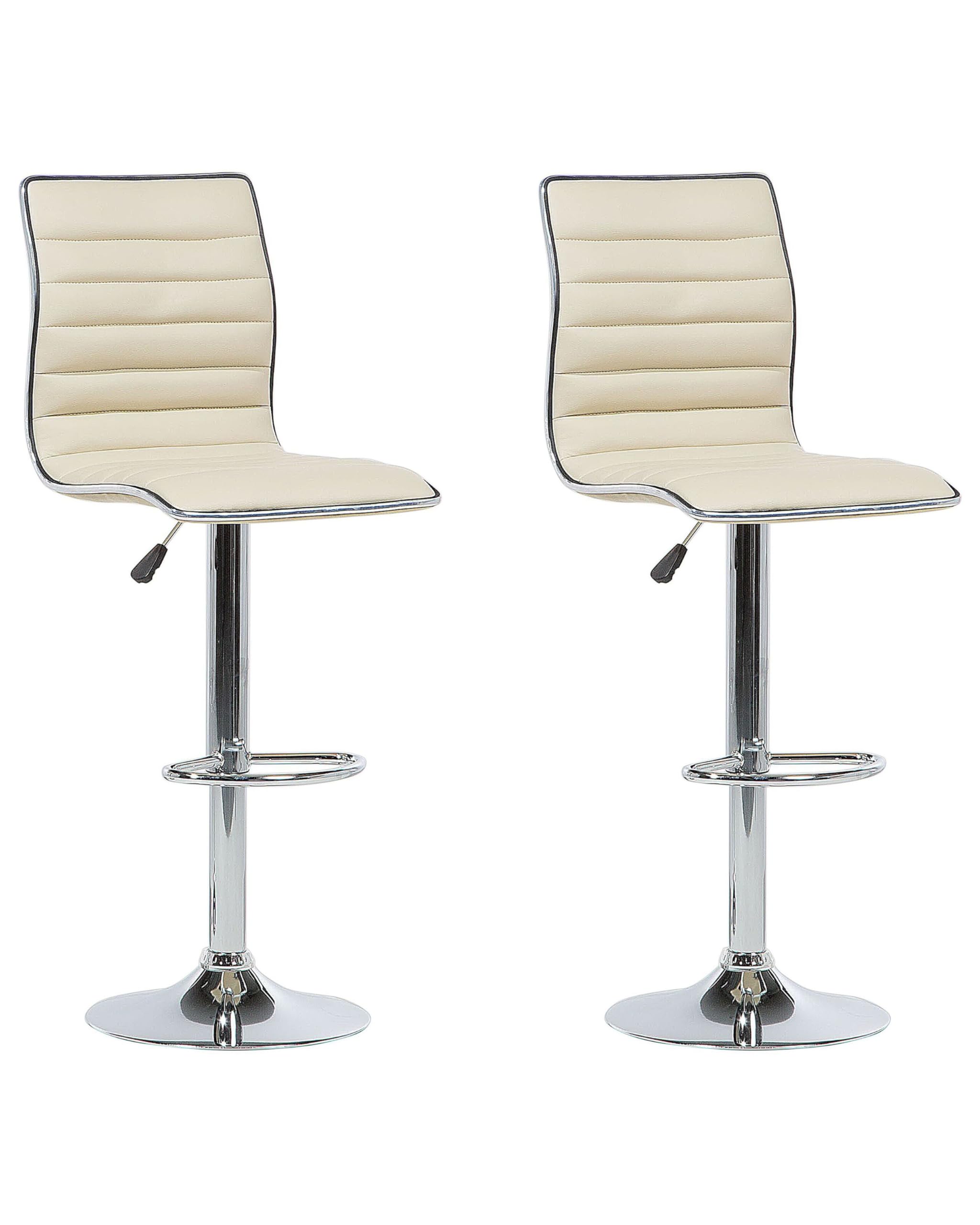 Tabouret de bar pivotant réglable simili cuir beige comptoir cuisine x2