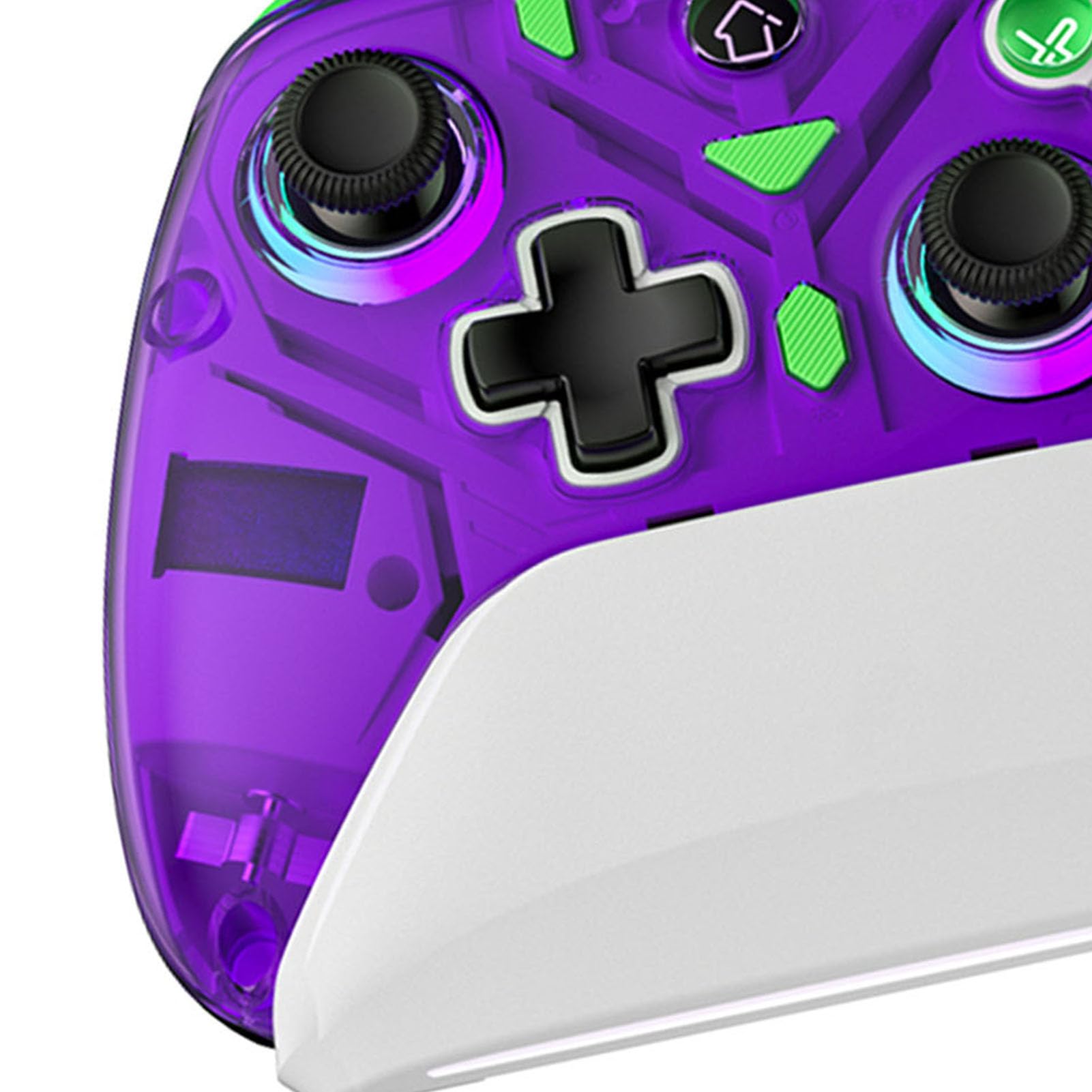 Controlador Inalámbrico de Juegos con Luz RGB con Vibración para, PC, IOS - Gamepad de Efecto Hall Dual Plug and Play para Jugadores y Entusiastas (PURPLE)