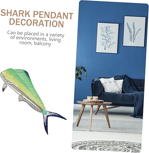 Miniatura 7 de VOSAREA Escultura de cristal 1 juego de colgante de tiburón junto al mar océano decorativo peces de acero inoxidable decoración del océano