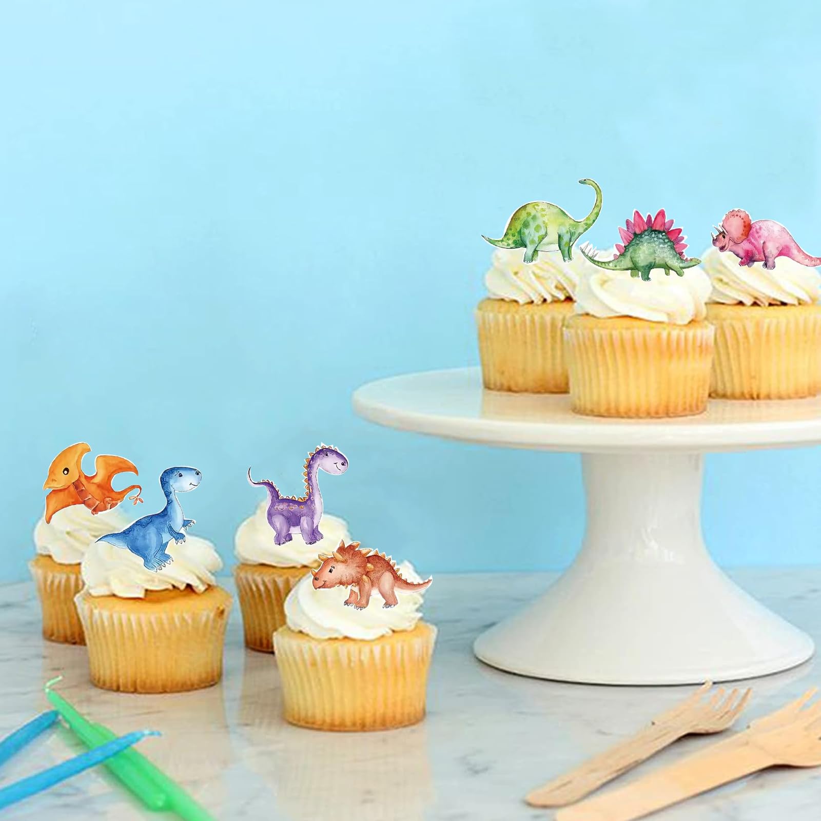 50 Pezzi Cake Topper Dinosauro Commestibili – Decorazioni Per Torta Compleanno Bambini, Tema Animali
