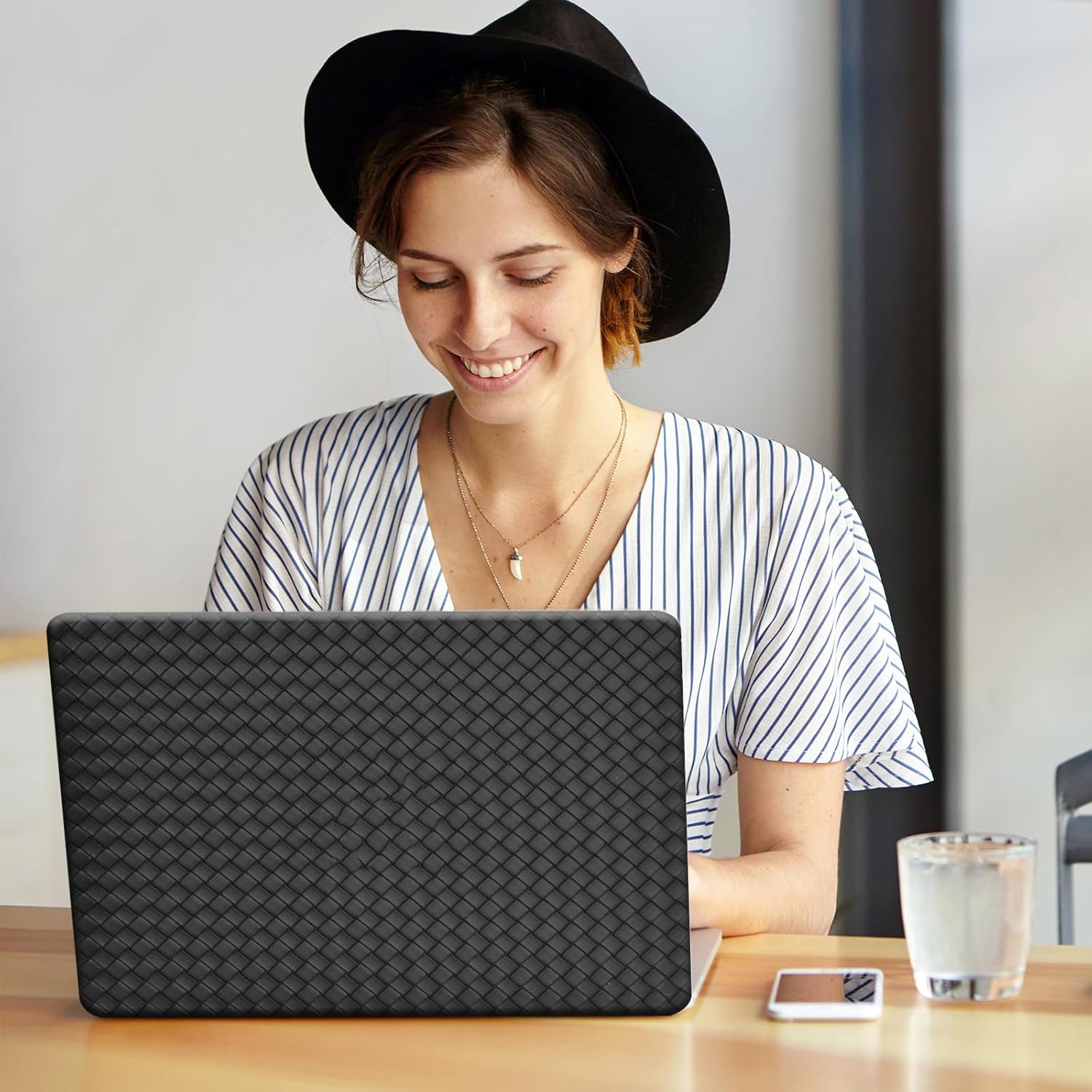 Woven Case for MacBook Pro 14 inch Case 2026-2021 M5 M4 M3 M2 M1 A3112 A3185 A3401 A2918 A2992 A2779 A2442,Protective Leather Woven Textured Cases&Keyboard Cover for Mac Pro14 Weave,Boho Black