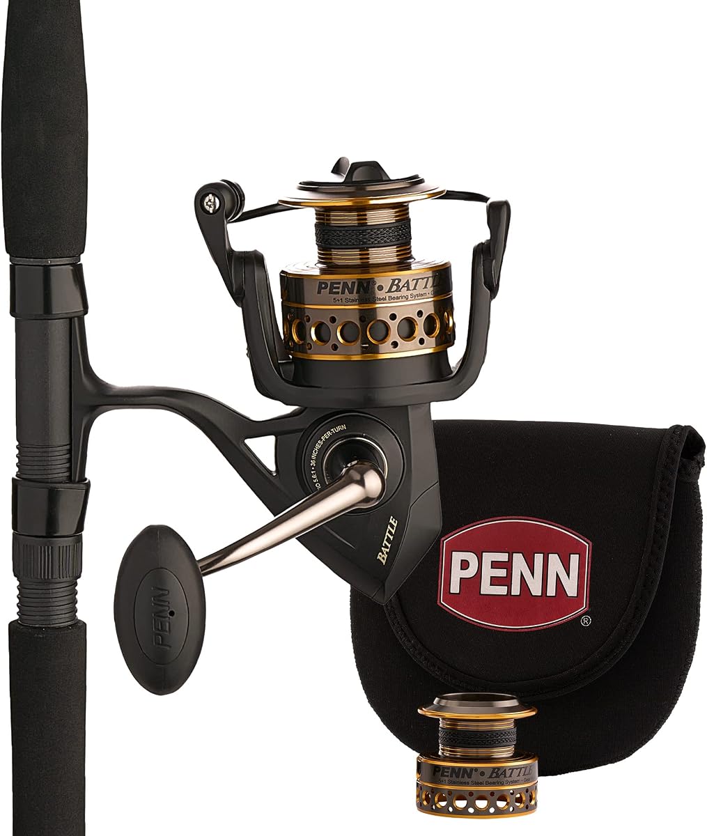 Combo de carrete giratorio y caña de pescar Penn Battle