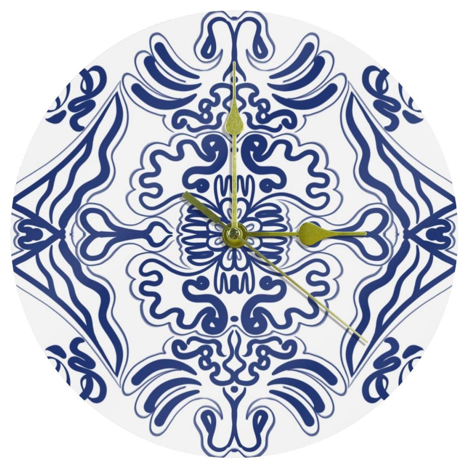 Horloge murale ronde non graduée à piles 24 cm pour salon moderne