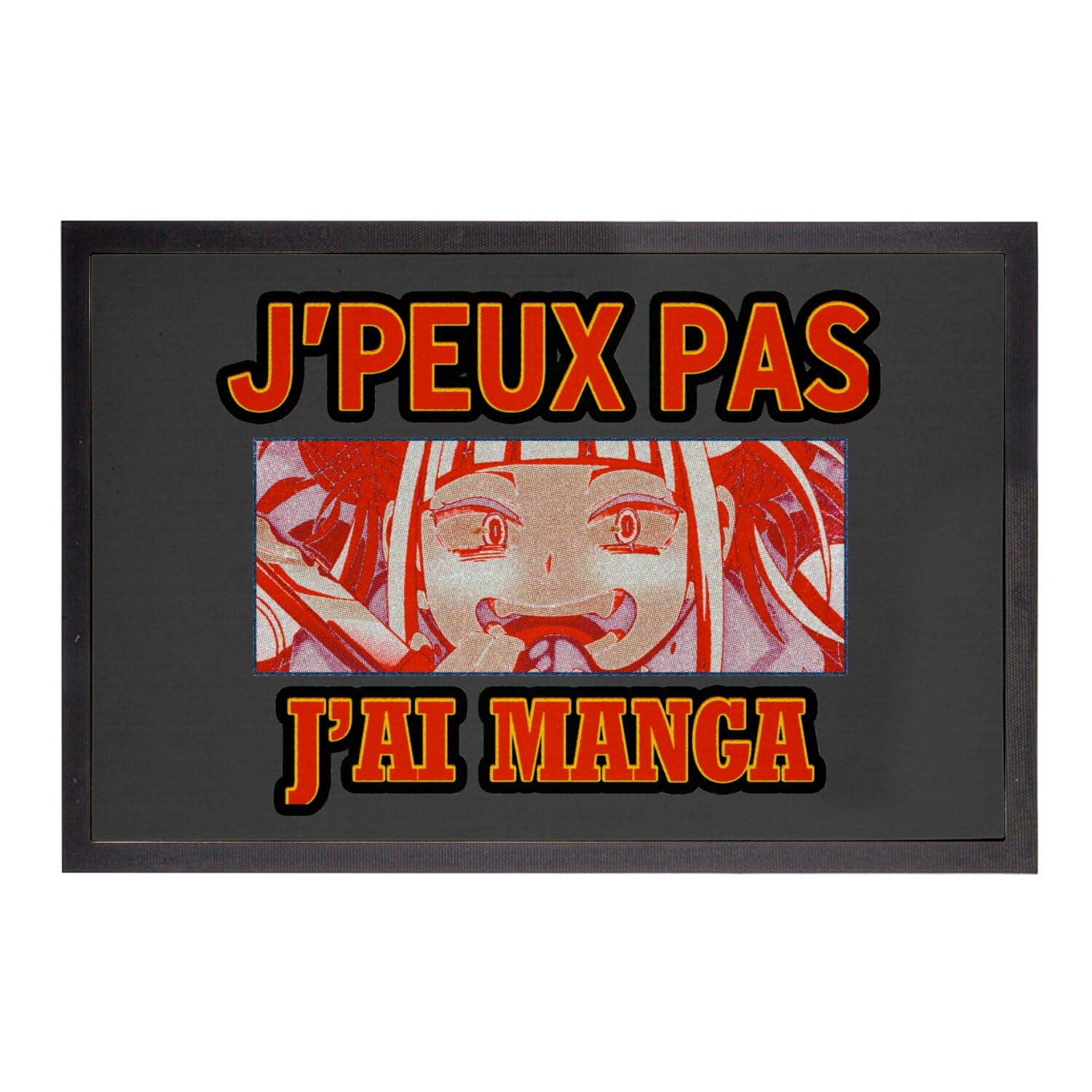 Paillasson 60x40cm antipoussière noir motif manga pour appartement