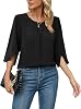 TASAMO Women Casual 34 Sleeve Scoop Neck Chiffon Blouse Spring Tops Office Wear