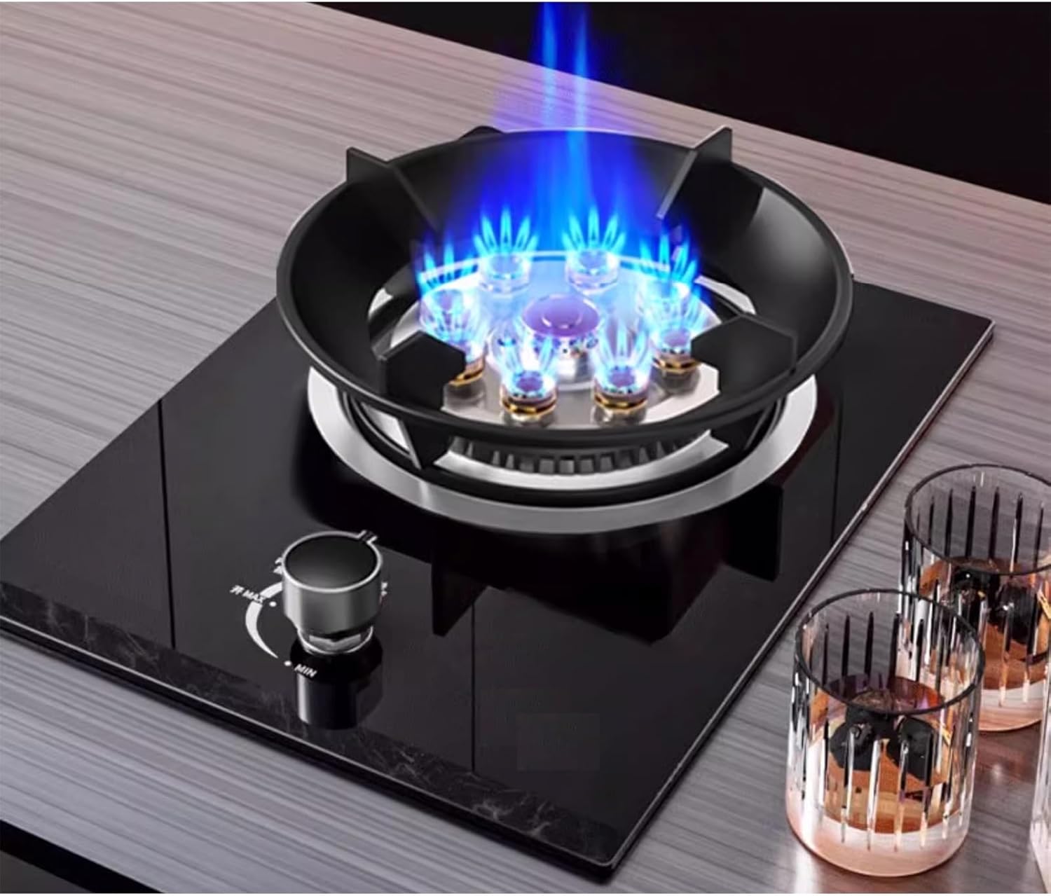 Gas Stove,kitchen Counter Top,5.2KW Catering Indoor Regulators,with Flameout Protection and Timer,for Home Kitchen(LPG)