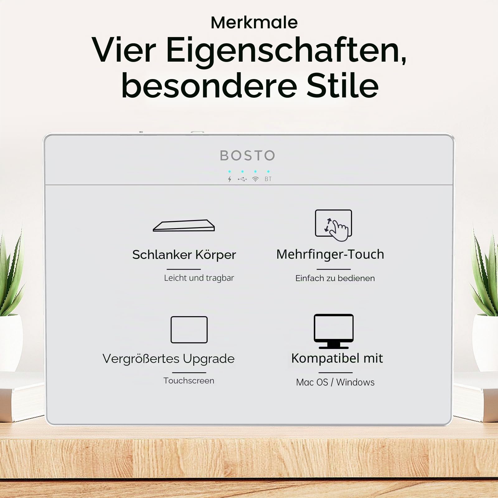 HUIOP Trackpad, T02 kabelgebundenes und kabelloses Touchpad, 2,4 G & BT & USB, ultradünn, gehärtetes Glas, Oberflächendesign, tragbares Trackpad, Multi-Touch-Navigation für Desktop-Computer, Laptop