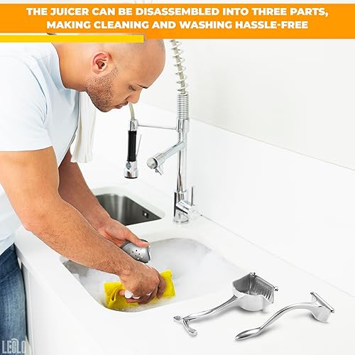 Miniatura 9 de Exprimidor de mano Exprimidor manual de aluminio para limón, naranja, lima, pomelo y granada Mango ergonómico duradero, diseño compacto fácil de