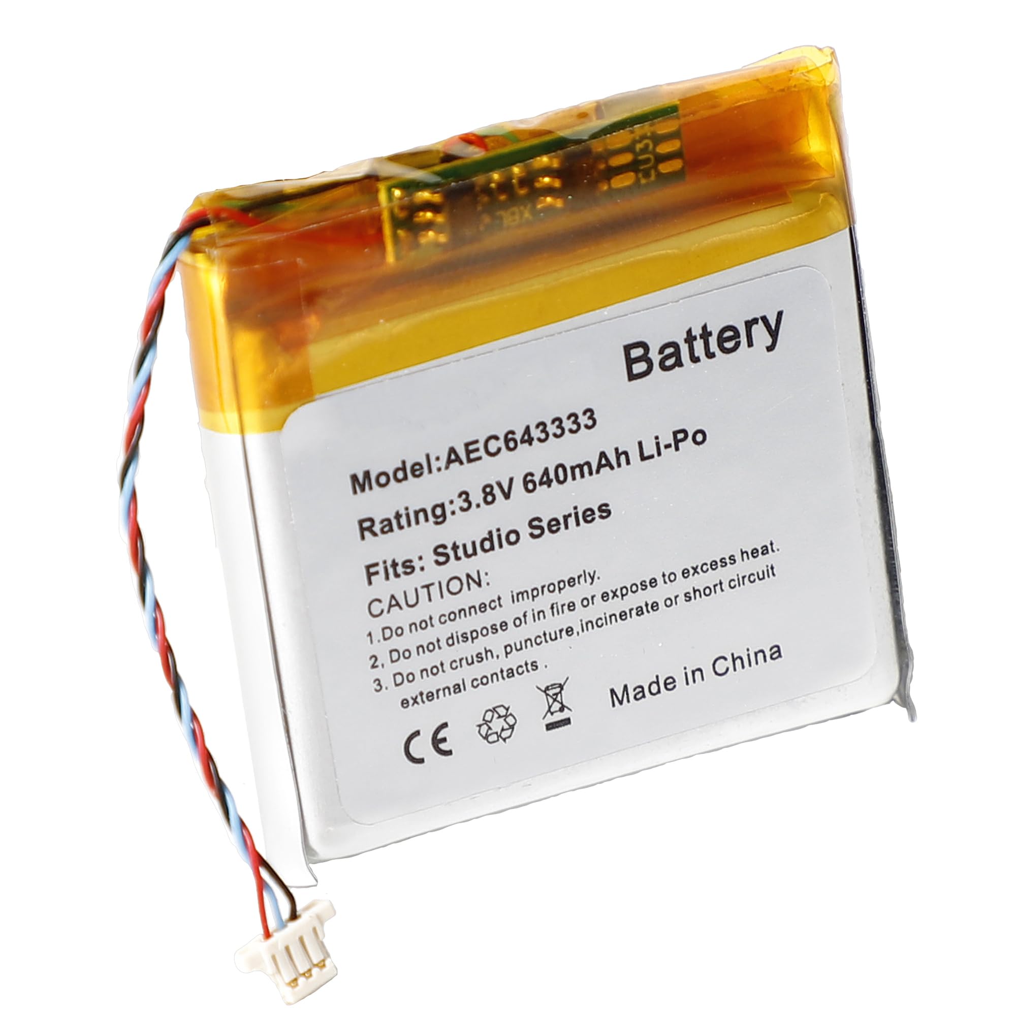 640 mAh 3,8 V AEC643333 akumulator zastępczy kompatybilny z Beats Studio 2.0 3.0, słuchawki bezprzewodowe, zestaw słuchawkowy litowo-polimerowy