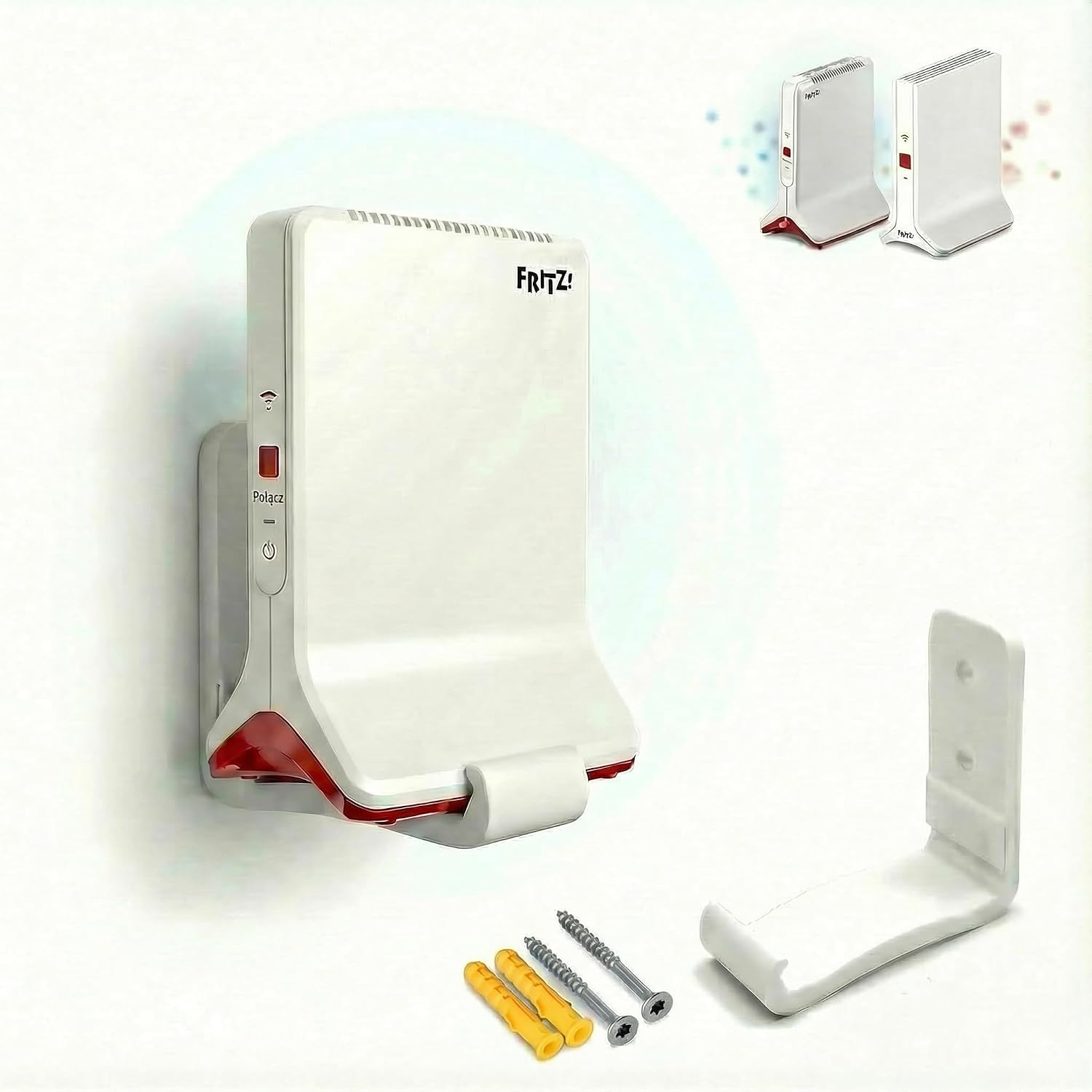 Uchwyt ścienny pasujący do AVM Fritz Repeater 6000 & 3000 AX – uchwyt ścienny do montażu na ścianie – w zestawie materiały montażowe – wytrzymałe mocowanie Made in Germany