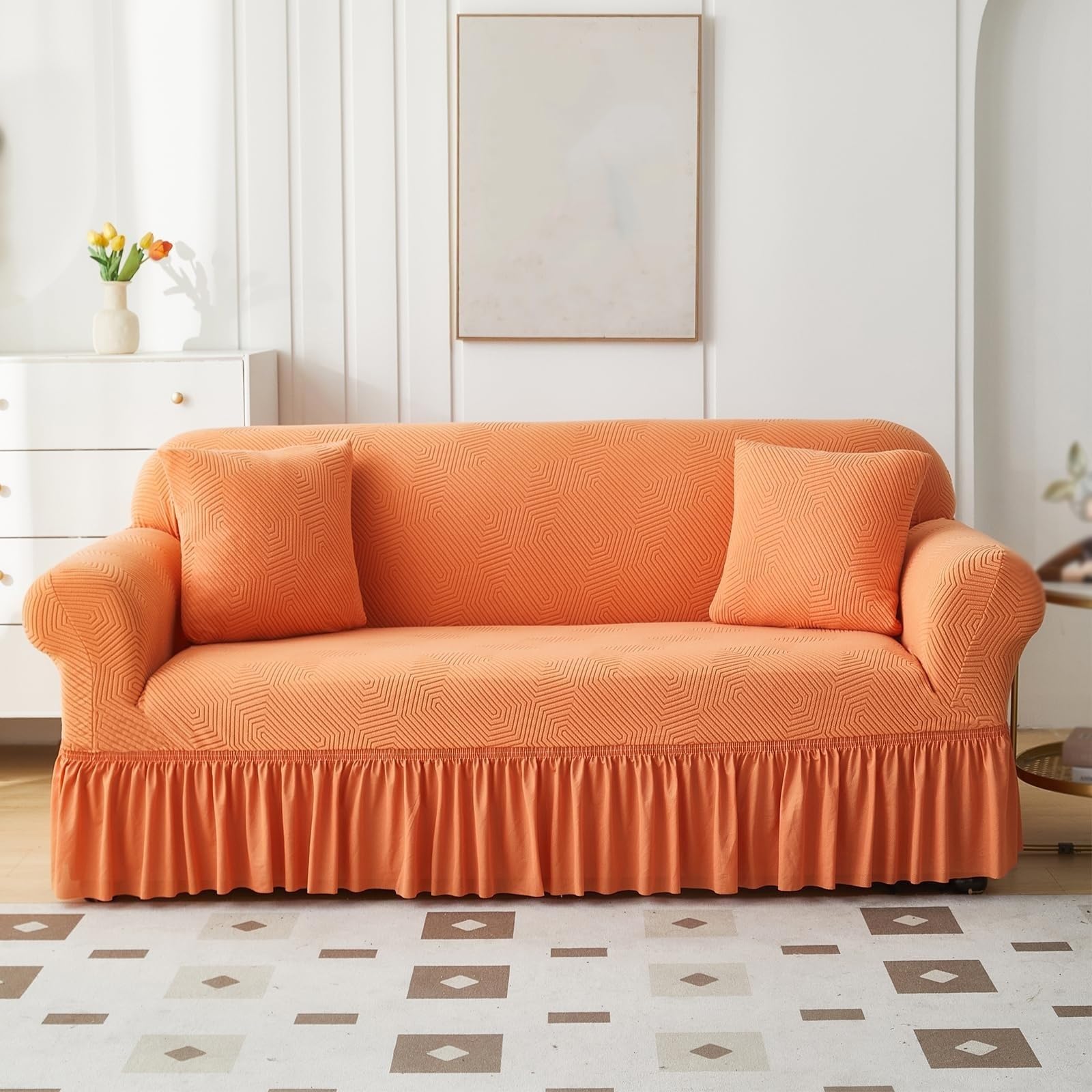 Housses de canapé jacquard extensibles pour éliminer les plis sur canapé