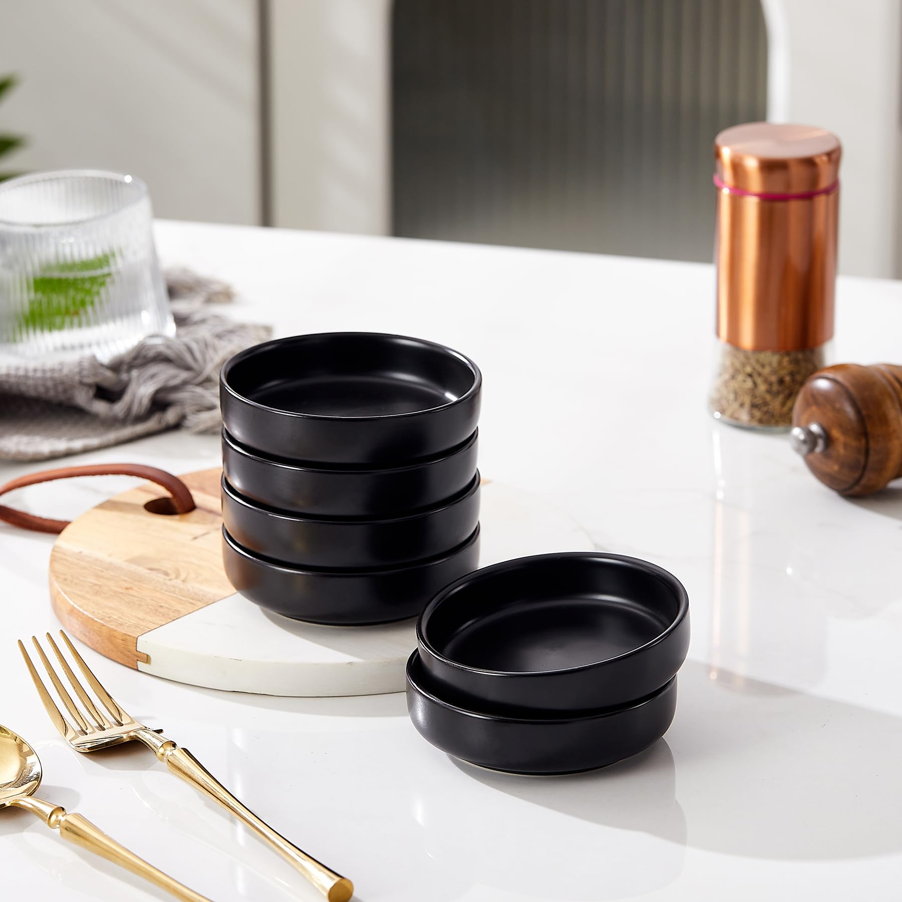 Set Di 6 Piattini In Ceramica Per Salsa - Ideali Per Sushi, BBQ E Antipasti - Foto 2