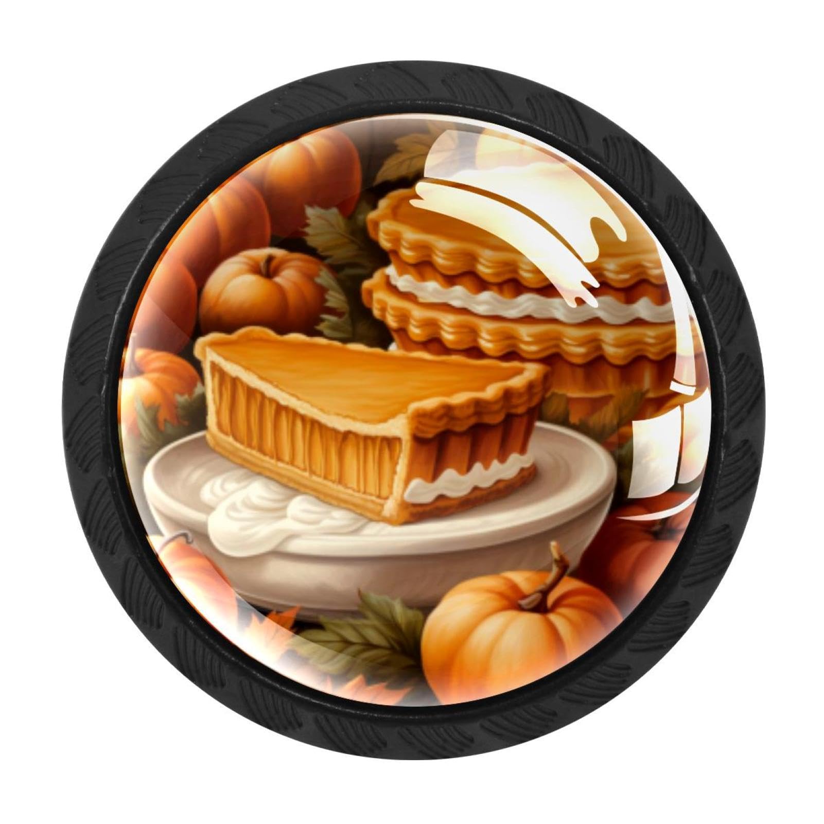 CHENZZZZ 4 Pieces Thanksgiving Pumpkin Drawer Knobs, 35mm Black Cabinet Knobs, Drawer Pulls and Knobs, Dresser Drawer Knobs, Cabinet Hardware Kitchen Cabinet Knobs