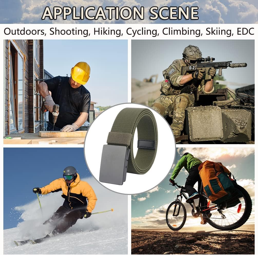 LionVII Casual Mens Belt, Elastic Work Belt with Metal Buckle Adjustable Web Waist Strap, Easy Trim to Fit 28-49" Waist - Image 7