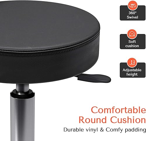 Miniatura 4 de TASALON Taburete con ruedas - Taburete ajustable con ruedas - Banco de trabajo giratorio suave - Silla de escritorio para cocina, salón, spa,