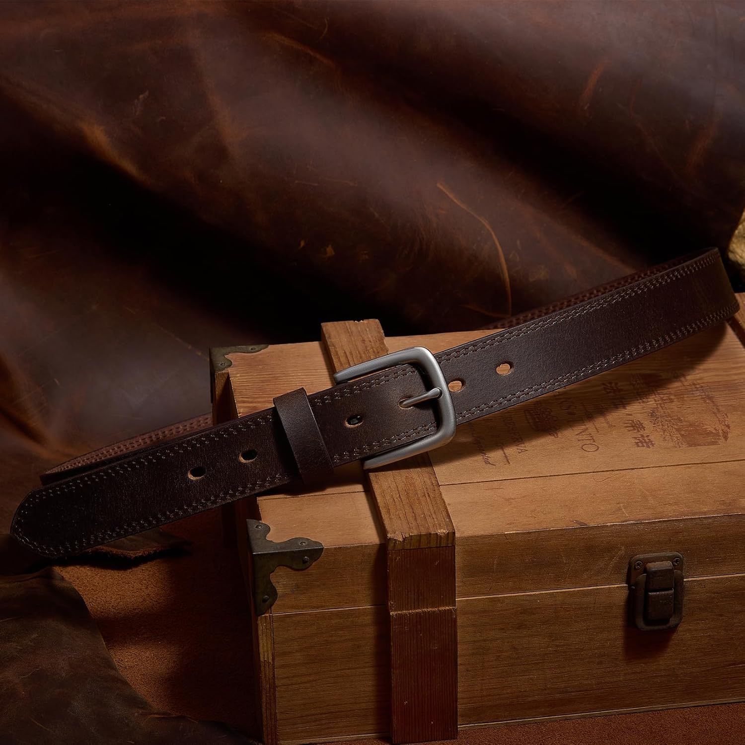 VATAN Men's Genuine Leather Casual Every Day Jeans Belts, Handmade Men Leather Belt with Gift Box - Image 2