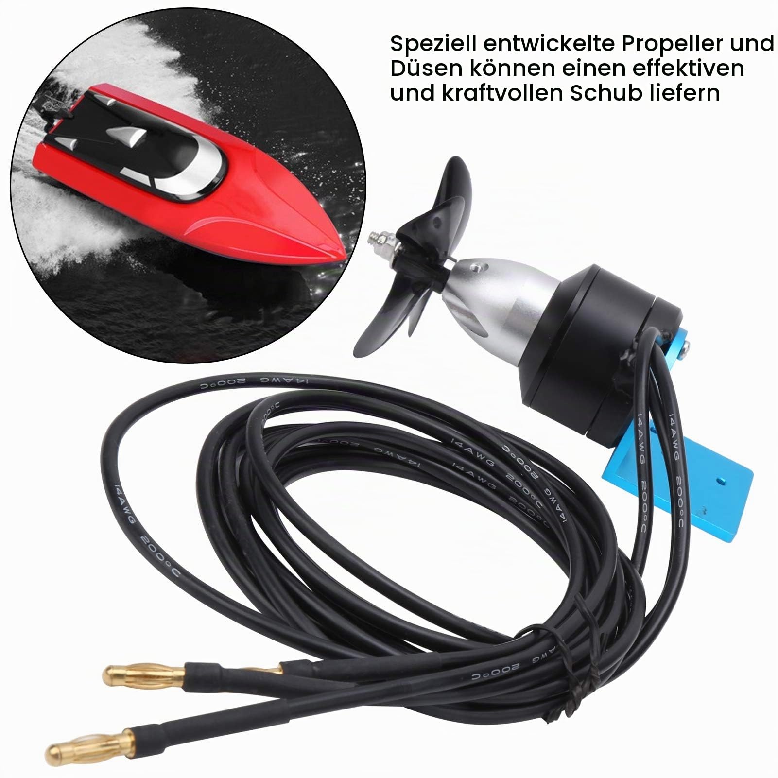 Dilwe RC Boat Motor Set, mit Propeller, Professional Unterwasserstrahlruder, 350KV, 24V, 30 m unter Wasser, Wasserdichter, für alle RC Boat, wie RC-Fischerboot usw.(CW)