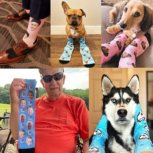 Miniatura 6 de D-Story Calcetines personalizados con foto fabricados en Estados Unidos, divertidos calcetines personalizados, regalos lindos personalizados para