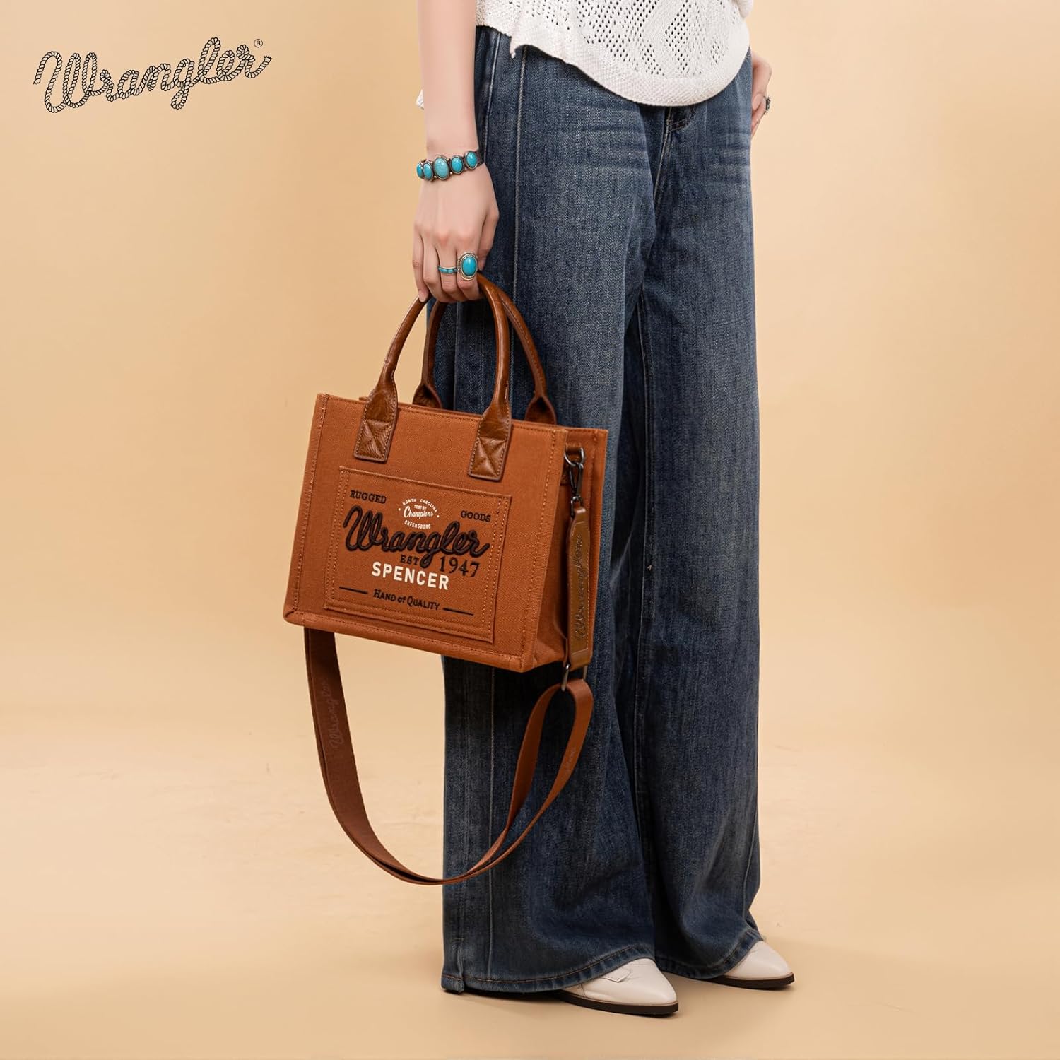 Montana West Wrangler Tote Bag for Women Retro Canvas Top Handle Purses and Handbags - Image 7